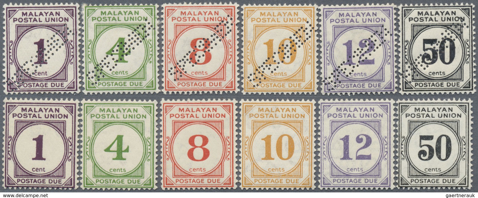 * Malaiischer Staatenbund - Portomarken: 1936/1938, Malayan Postal Union Postage Dues Two Complete Set - Federated Malay States