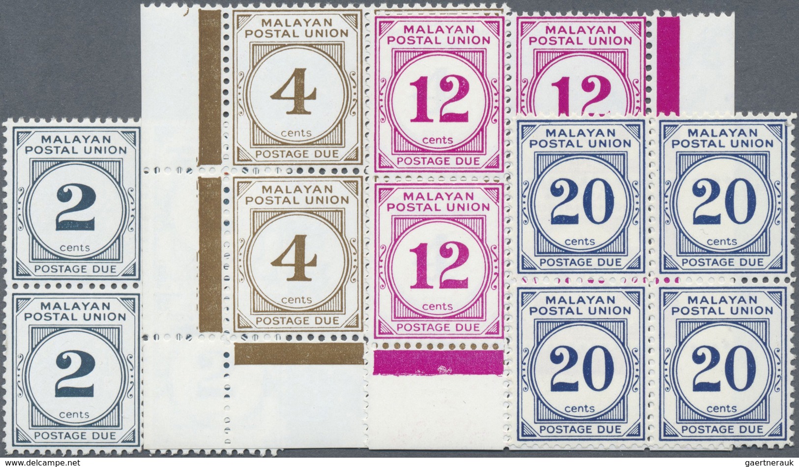 ** Malaiischer Staatenbund - Portomarken: 1951/1963, Malayan Postal Union Postage Dues Complete Set Of - Federated Malay States