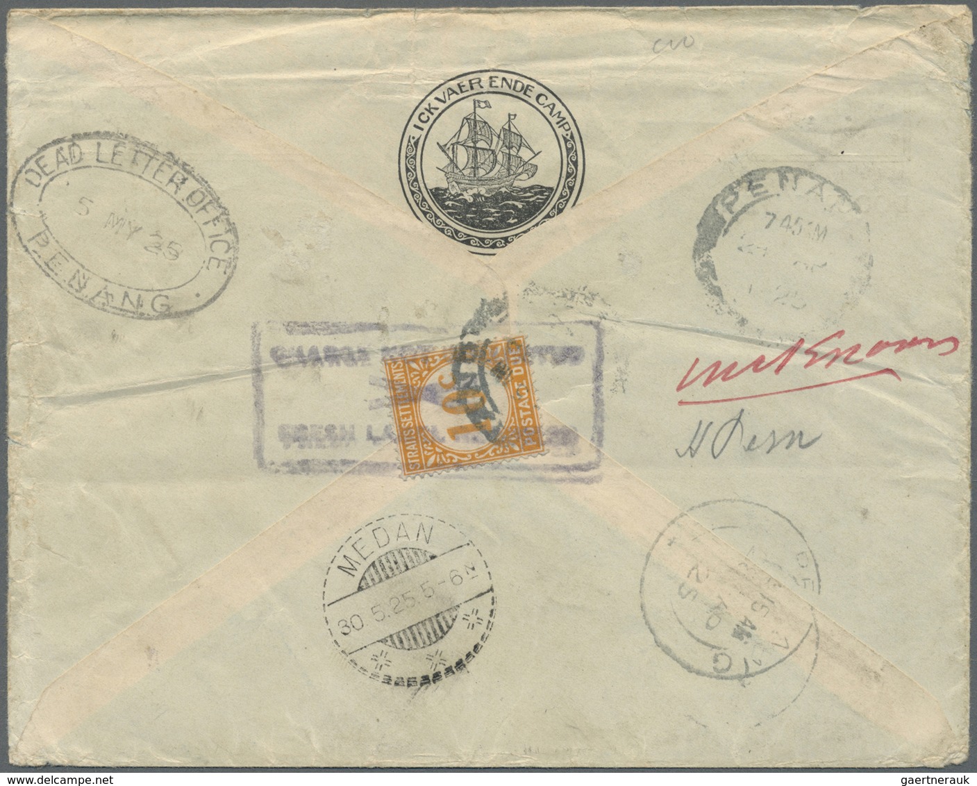 Br Malaiischer Staatenbund - Portomarken: 1925, 10 C. Tied "PENANG" And Boxed Invalididation Mark On Re - Federated Malay States