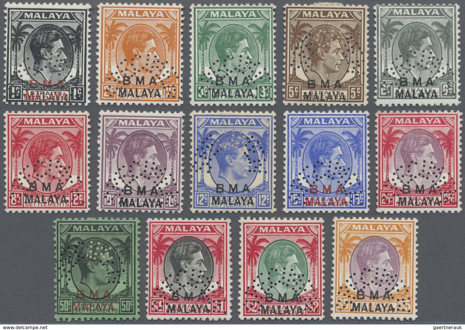 Malaiische Staaten - Britische Militärverwaltung: 1945-48 KGVI. Ovpt. "BMA/MALAYA" Complete Set Of 1 - Malaya (British Military Administration)