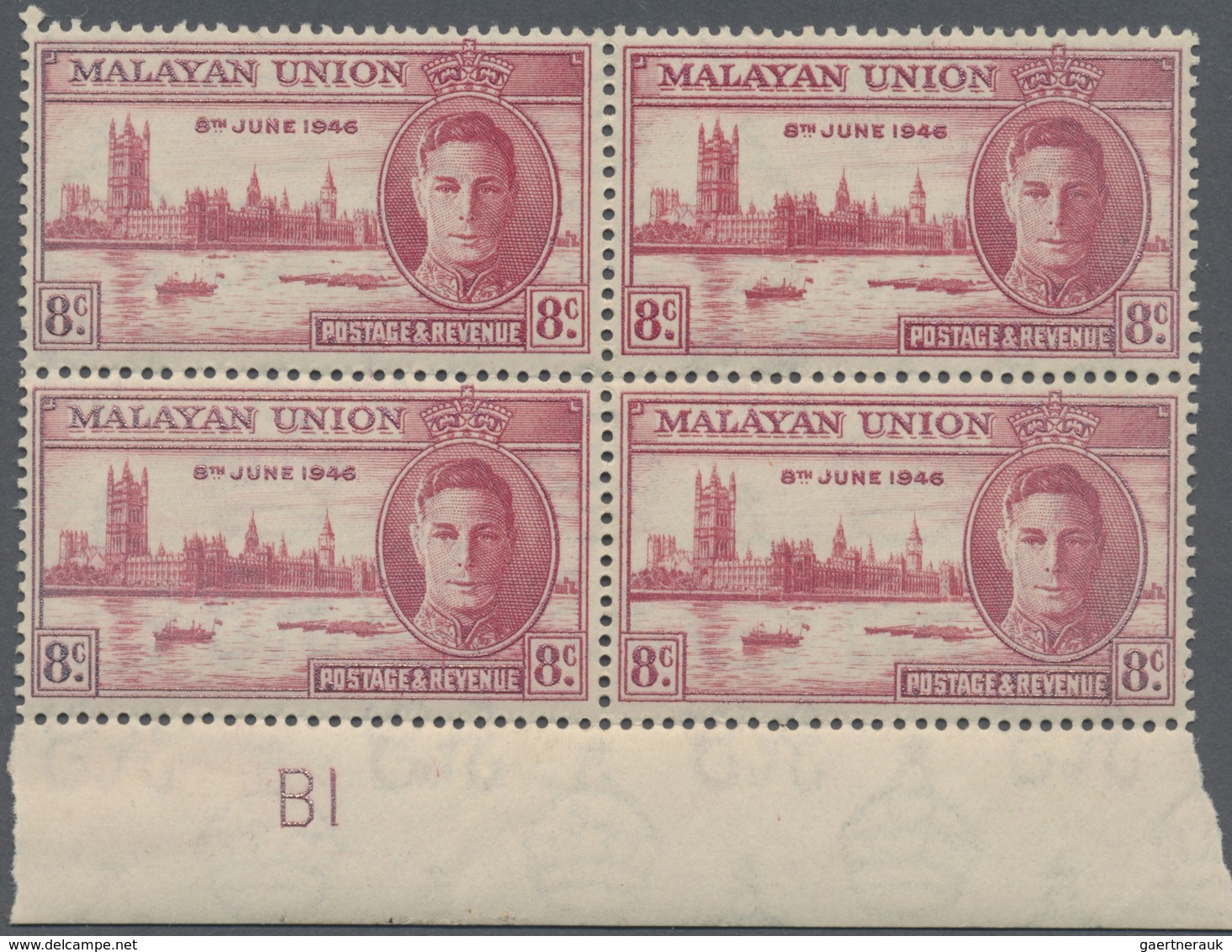 /** Malaiische Staaten - Britische Militärverwaltung: 1946 Unissued 8c. Carmine In The Crown Colony Vict - Malaya (British Military Administration)