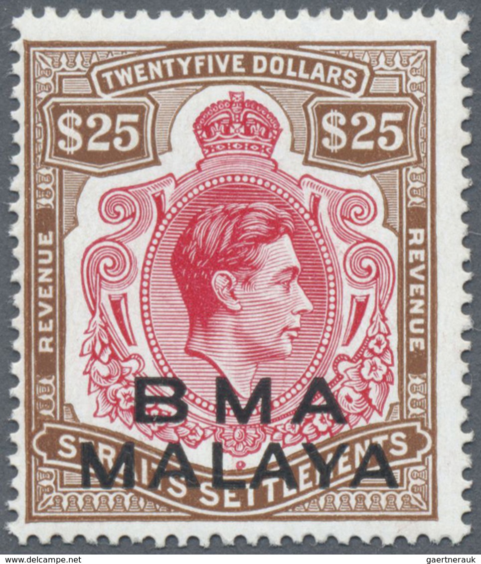 ** Malaiische Staaten - Britische Militärverwaltung: 1945, REVENUE Stamp Of Straits Settlements KGVI $2 - Malaya (British Military Administration)