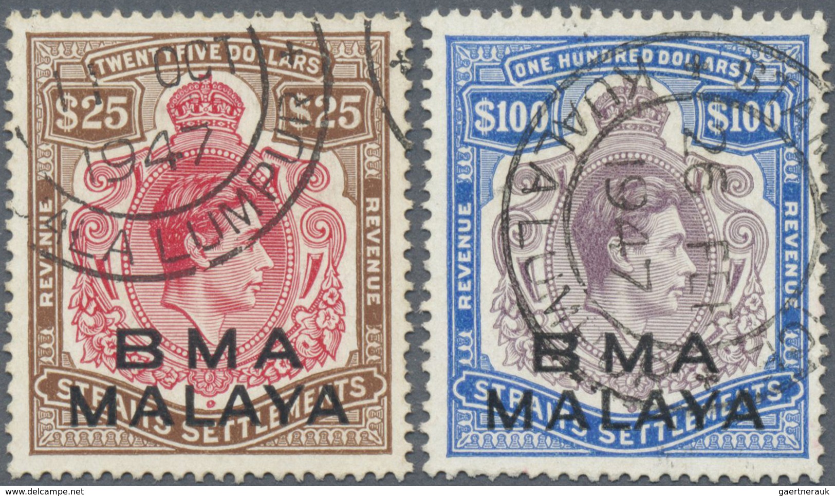 O Malaiische Staaten - Britische Militärverwaltung: 1945, REVENUE Stamps Of Straits Settlements KGVI $ - Malaya (British Military Administration)