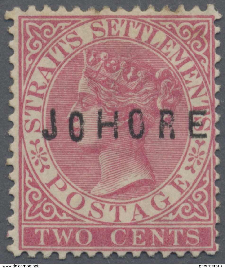 * Malaiische Staaten - Johor: 1884-86 QV 2c. Pale Rose Overprinted "JOHORE" (16 Mm) With "H" And "E" W - Johore