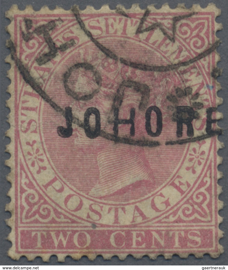 O Malaiische Staaten - Johor: 1884-86 QV 2c. Pale Rose Overprinted "JOHORE" (16 Mm) With "H" And "E" W - Johore