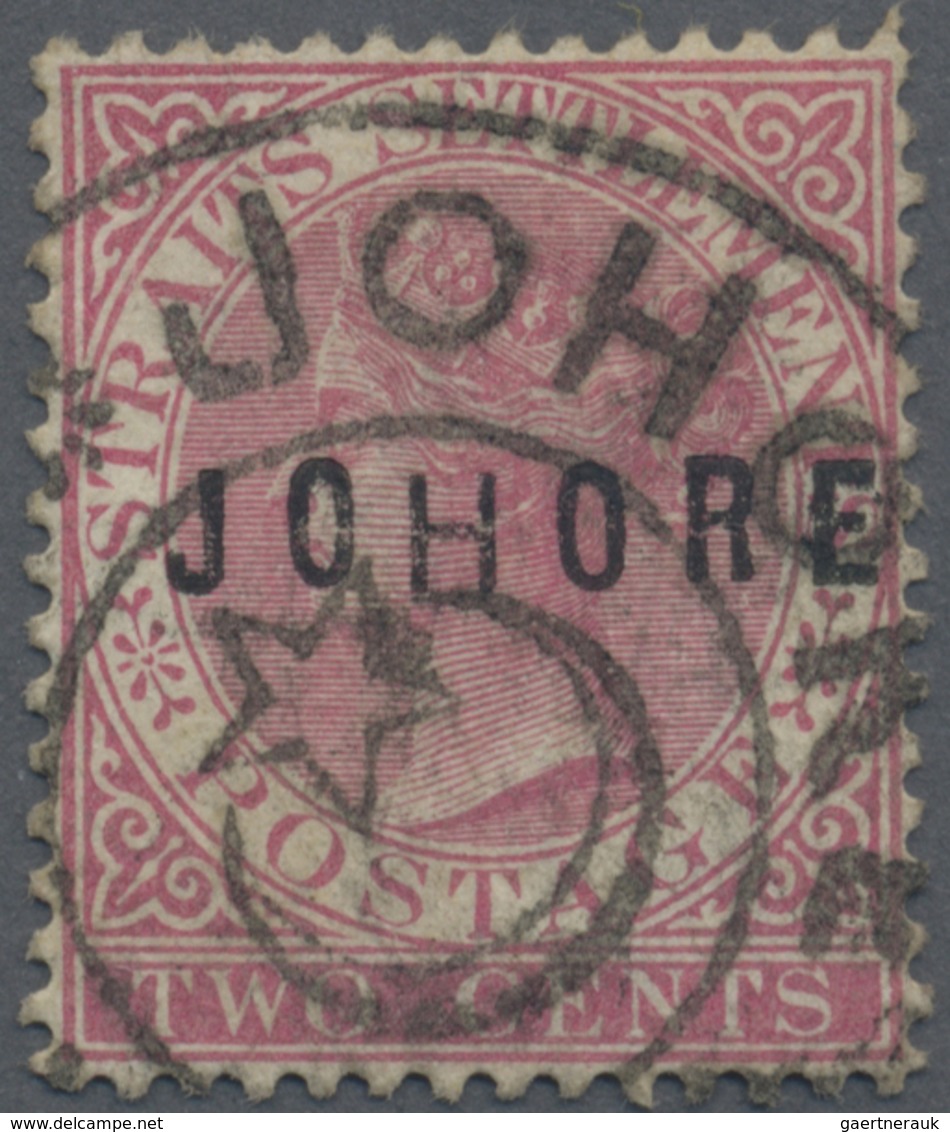 O Malaiische Staaten - Johor: 1884-86 QV 2c. Pale Rose Overprinted "JOHORE" (16 Mm) With "H" Wide, Use - Johore