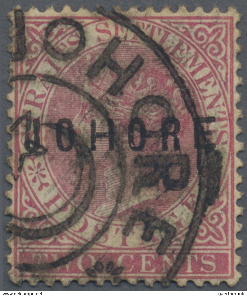 O Malaiische Staaten - Johor: 1884-86 QV 2c. Pale Rose Overprinted "JOHORE" (16¾ Mm) With "H" And "E" - Johore