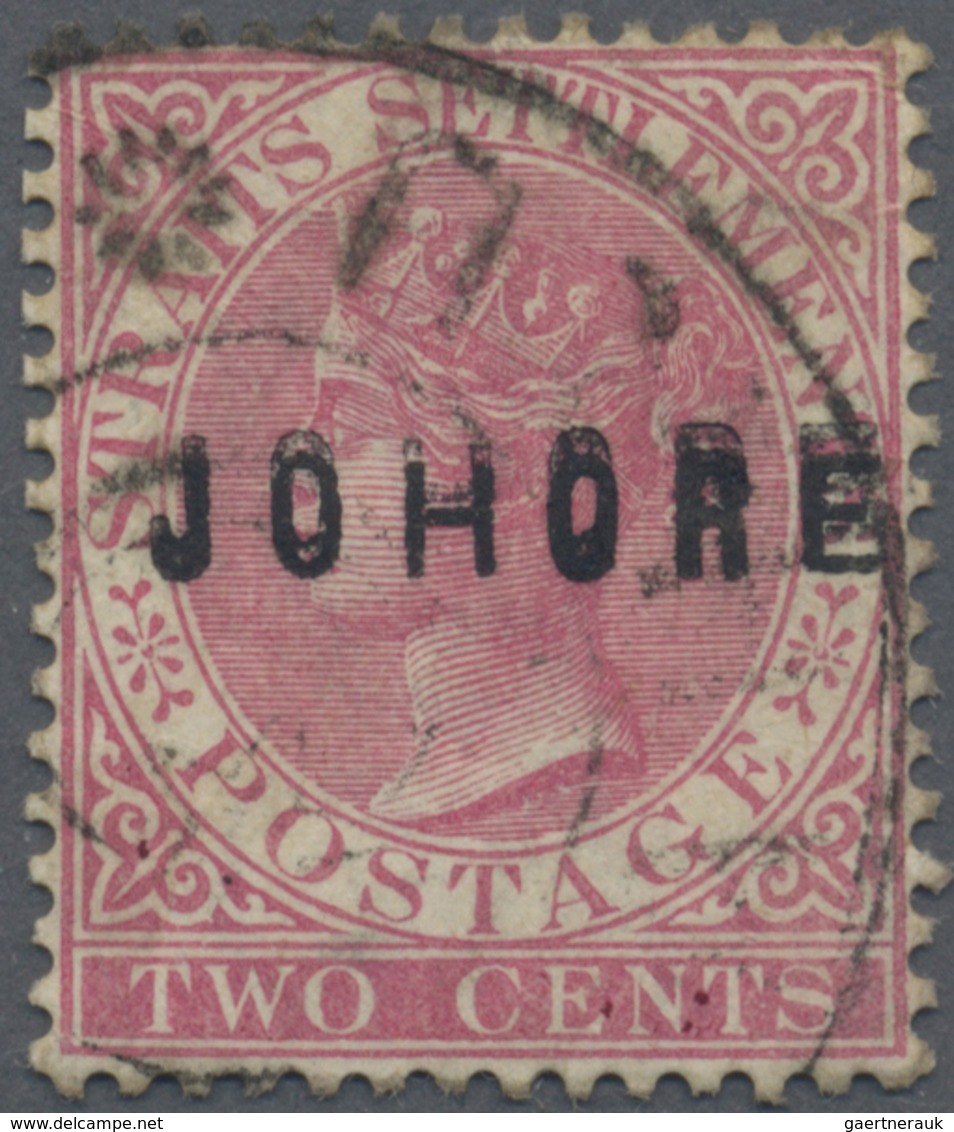 O Malaiische Staaten - Johor: 1884-86 QV 2c. Pale Rose Overprinted "JOHORE" (16¾ Mm) With "H" And "E" - Johore