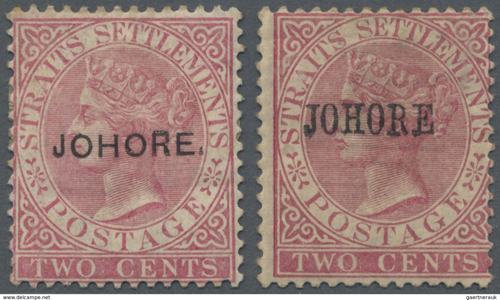 * Malaiische Staaten - Johor: 1885/1886, Straits Settlements QV 2c. Pale Rose With Opt. 'JOHORE' In Ty - Johore