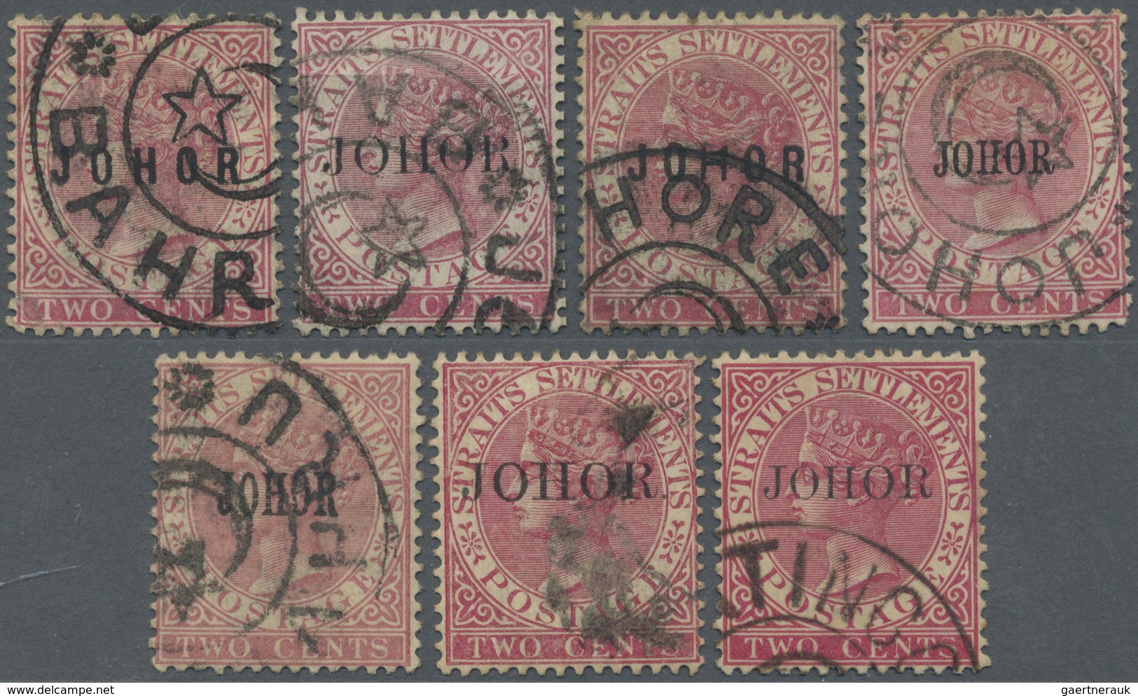 O Malaiische Staaten - Johor: 1884/1890, Straits Settlements QV 2c. Pale Rose With Opt. 'JOHOR' In Sev - Johore