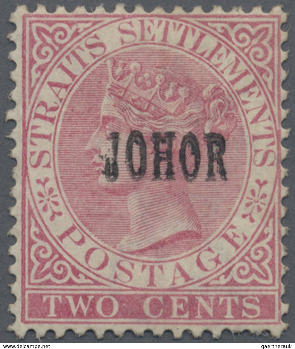 * Malaiische Staaten - Johor: 1884-91 QV 2c. Pale Rose Overprinted "JOHOR" (Type 13), Variety OVERPRIN - Johore