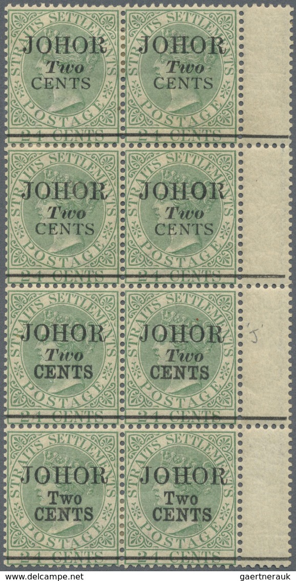 */** Malaiische Staaten - Johor: 1891, Straits Settlements QV 24c. Green With Opt. 'JOHOR / Two / CENTS' - Johore