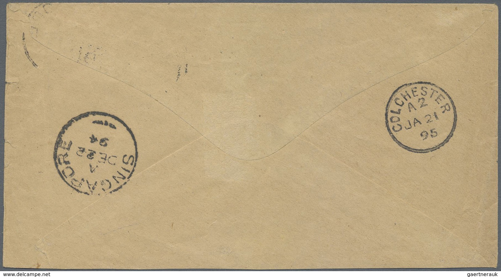 Br Malaiische Staaten - Johor: 1894 Cover To Colchester, England Franked By Johore 3c. (local Rate From - Johore