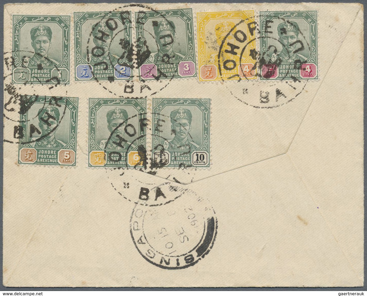 Br Malaiische Staaten - Johor: 1902 Registered Cover From Johore Bahru To A Passenger Onboard HAPAG Shi - Johore