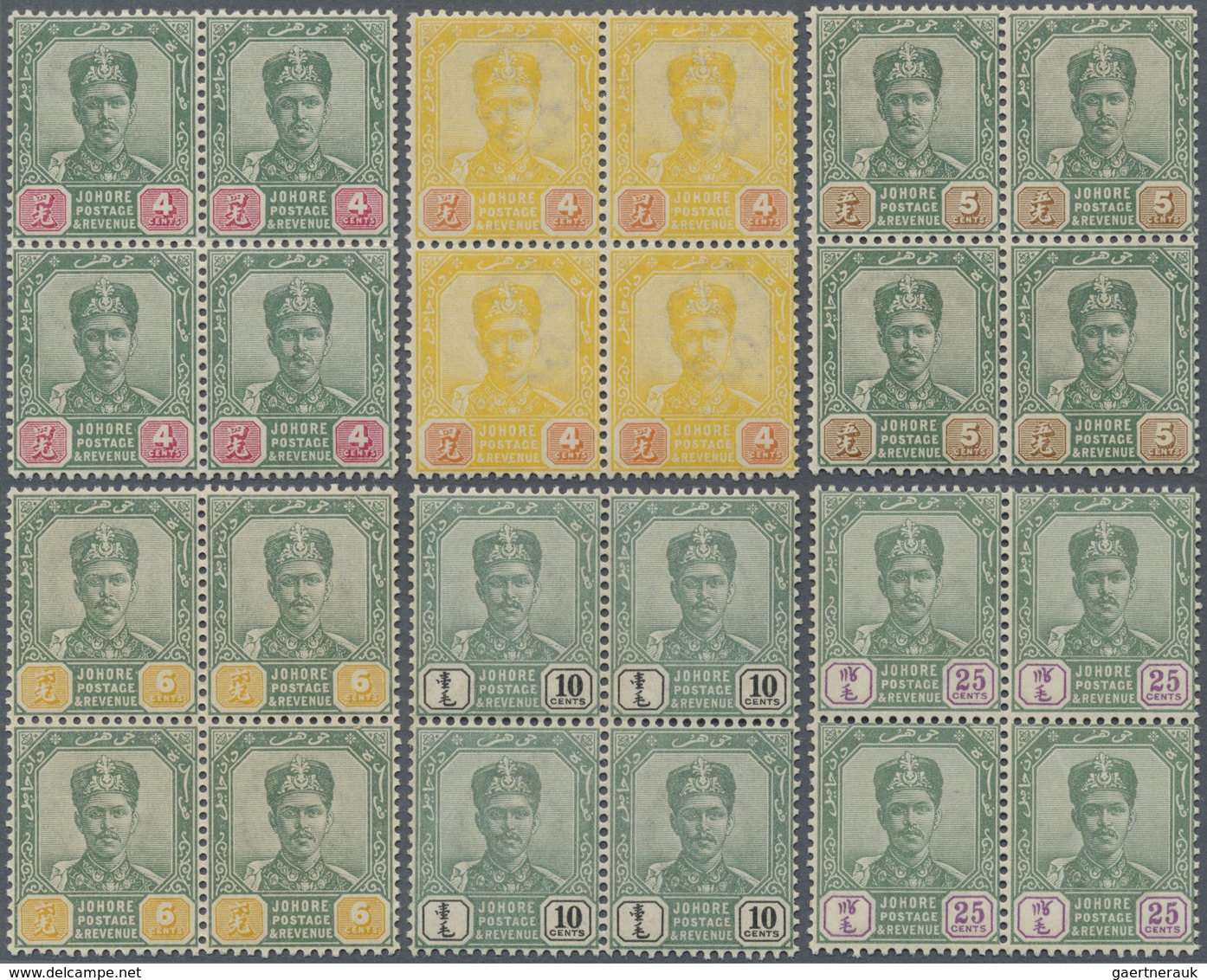 **/* Malaiische Staaten - Johor: 1896/1899, Sultan Ibrahim Complete Set Of 16 With Both Shades Of 3c. In - Johore