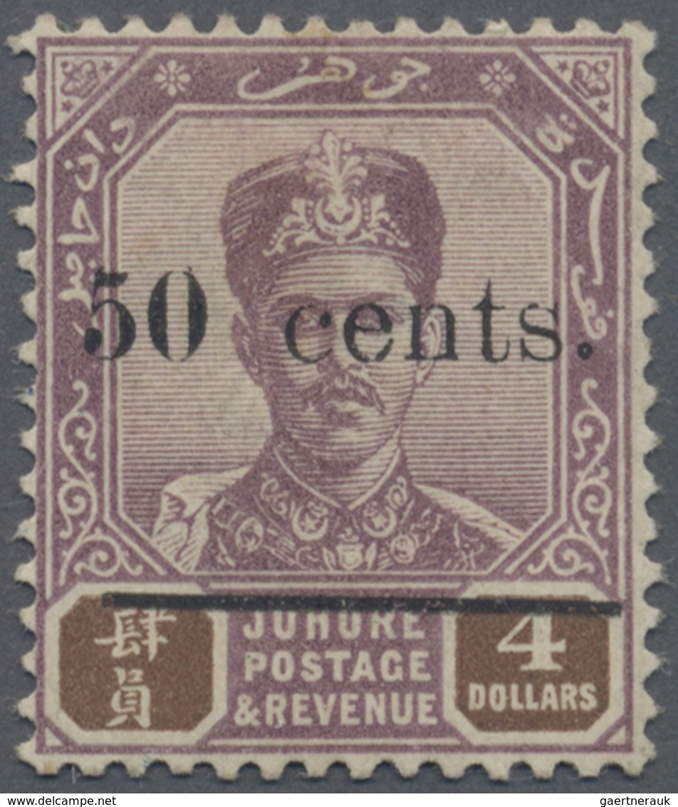 * Malaiische Staaten - Johor: 1903 UNISSUED "50 Cents." On $4 Dull Purple & Brown, Mounted Mint With L - Johore