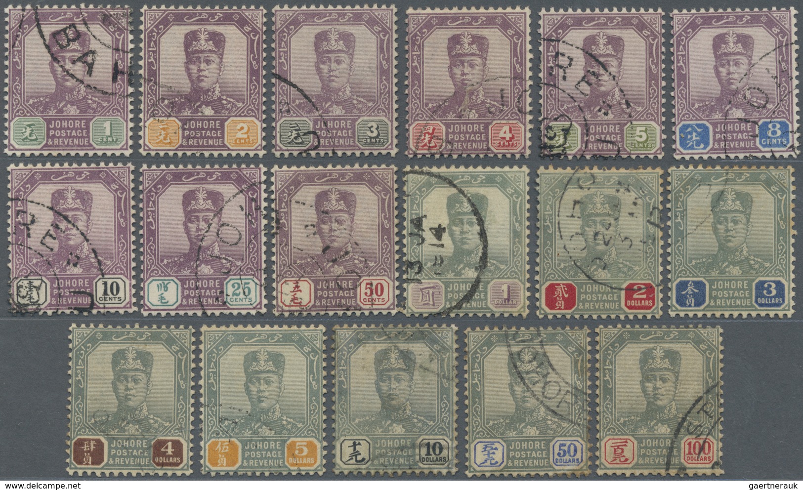 O Malaiische Staaten - Johor: 1904, Sultan Sir Ibrahim Definitives Complete Set Fine Used Incl. $50 Gr - Johore