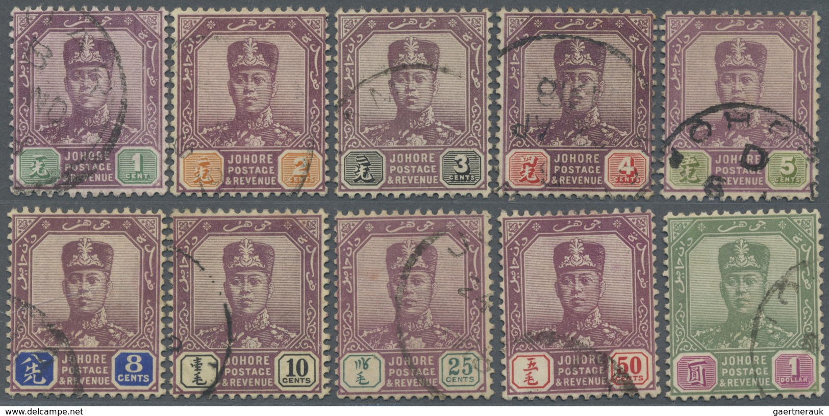 O Malaiische Staaten - Johor: 1910/1919, Sultan Sir Ibrahim Definitives With New Wmk. Mult. Rosettes C - Johore