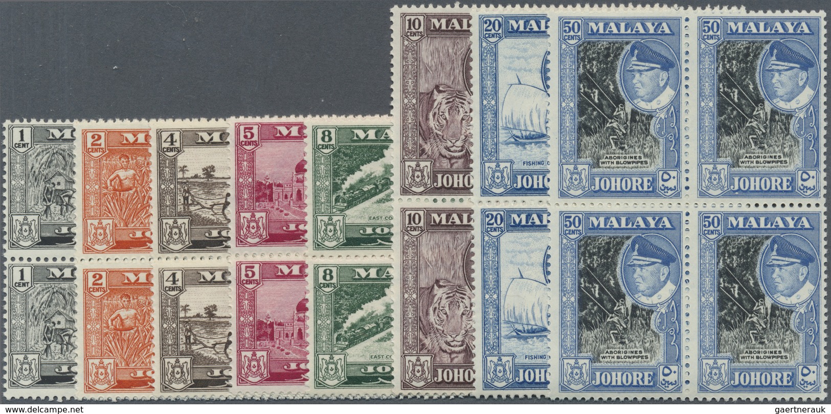 ** Malaiische Staaten - Johor: 1960, Sultan Ismail Pictorial Definitives Complete Set Of 11 In Blocks O - Johore