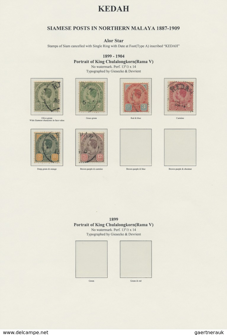 O Malaiische Staaten - Kedah: 1894-1904 Group Of 18 Siam Stamps Used At Alor Star P.O. And Cancelled B - Kedah