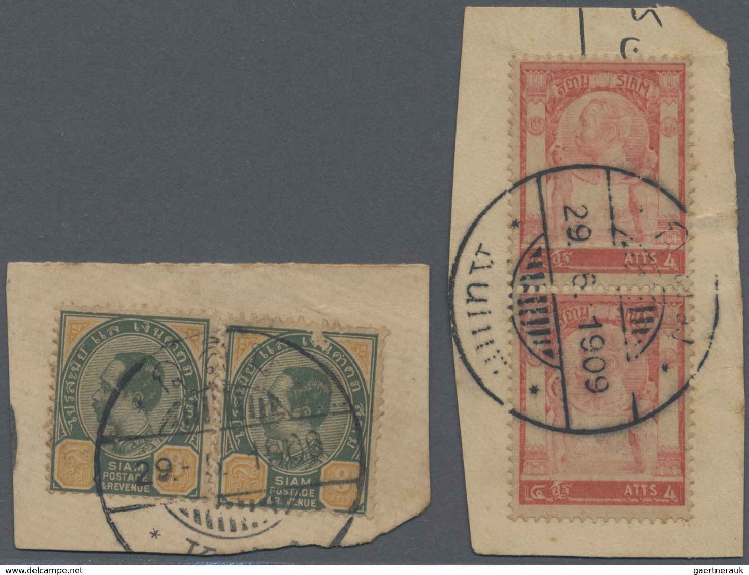 O Malaiische Staaten - Kedah: 1899/1907 Eight Siamese Stamps Used In KULIM, With 1905-09 'Temple Of Li - Kedah