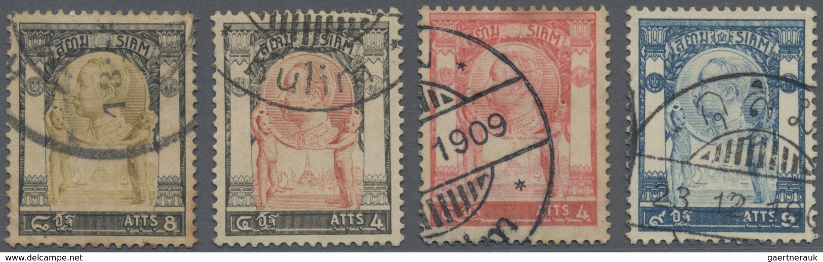 O Malaiische Staaten - Kedah: 1899/1907 Eight Siamese Stamps Used In KULIM, With 1905-09 'Temple Of Li - Kedah