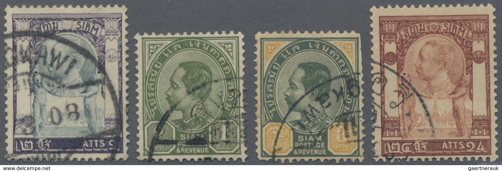 O Malaiische Staaten - Kedah: 1899/1909 Four Siamese Stamps Used In LANGKAWI, With 1905-09 'Temple Of - Kedah
