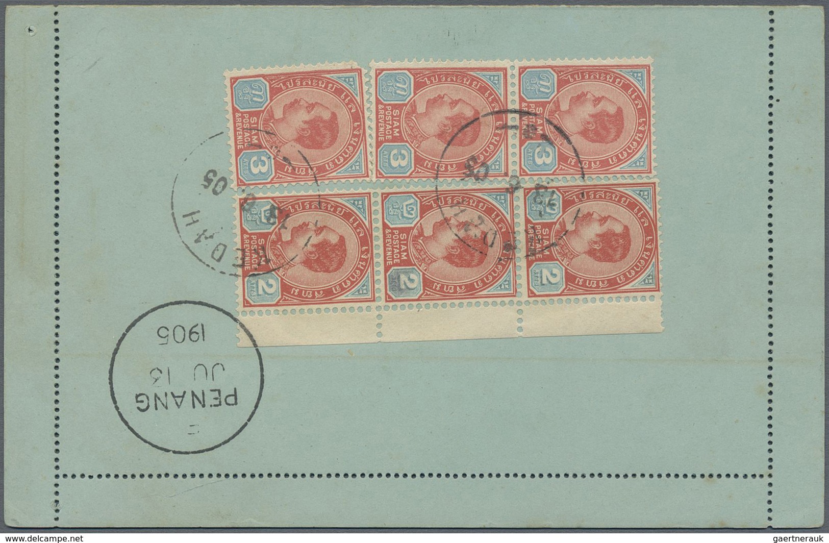 GA/O Malaiische Staaten - Kedah: 1899-1904 Siam Postal Stationery Letter Card 10a. Brown On Light Blue Us - Kedah