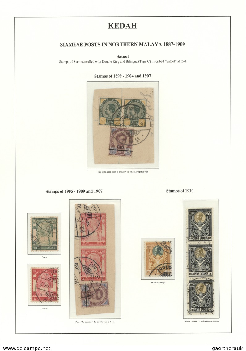 O/Brfst Malaiische Staaten - Kedah: 1899-1910 SATOOL: Group Of 12 Siam Stamps Used At Satool P.O. And Cancel - Kedah