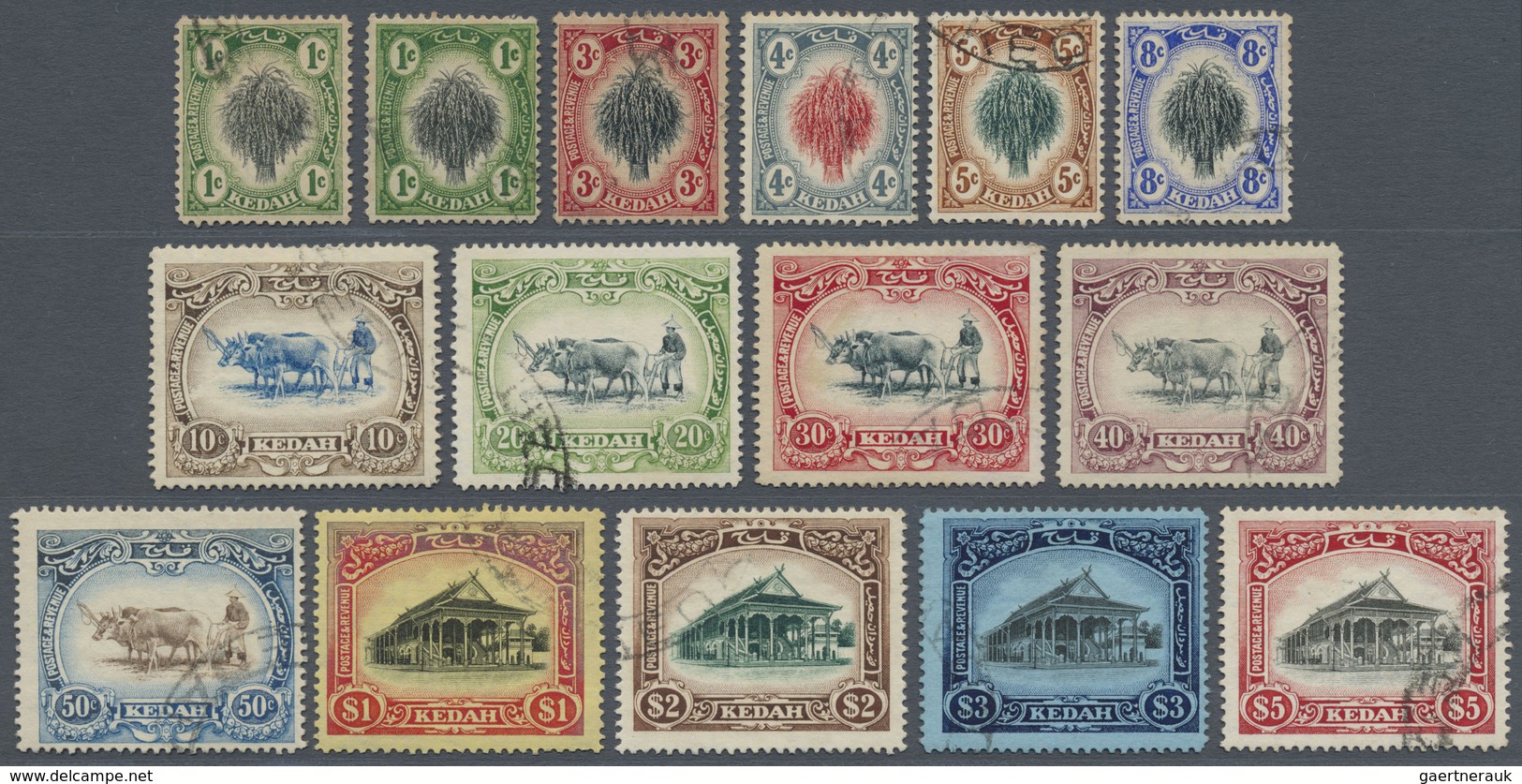 O Malaiische Staaten - Kedah: 1912 Definitives Complete Set Of 14 Plus A 2nd 1c. (bright Green), Wmk C - Kedah