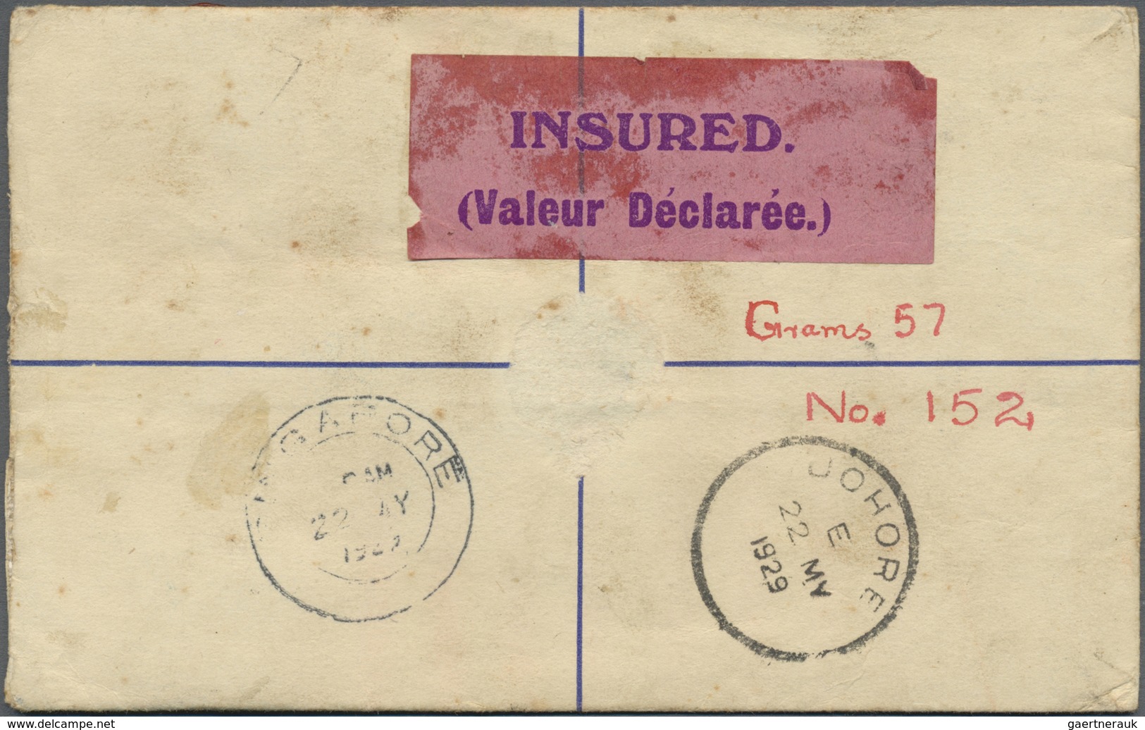 GA Malaiische Staaten - Kedah: 1929, 15 C Blue Insured Registered Pse Uprated With 10 C Blue/sepia And - Kedah