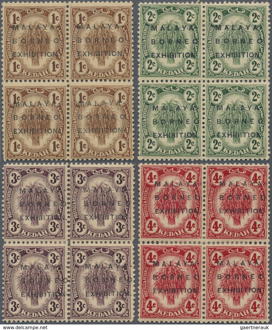 */** Malaiische Staaten - Kedah: 1922, Malaya-Borneo Exhibition Complete Set Of Eight With Opt. In Type I - Kedah