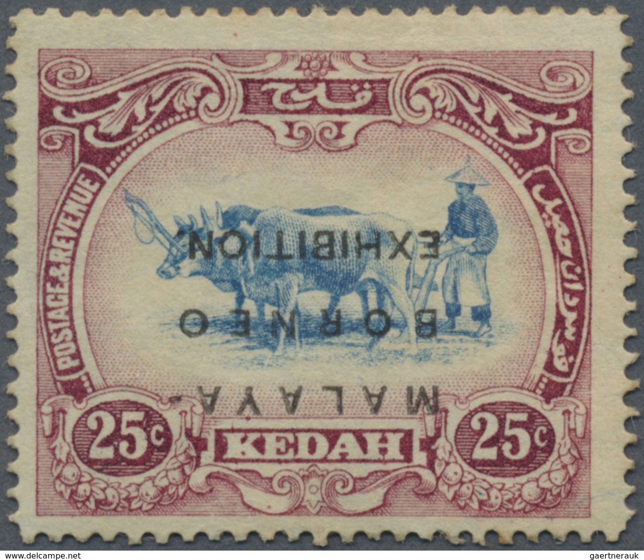 * Malaiische Staaten - Kedah: 1922, Malaya-Borneo Exhibition 25c. Blue And Purple With INVERTED Opt. I - Kedah