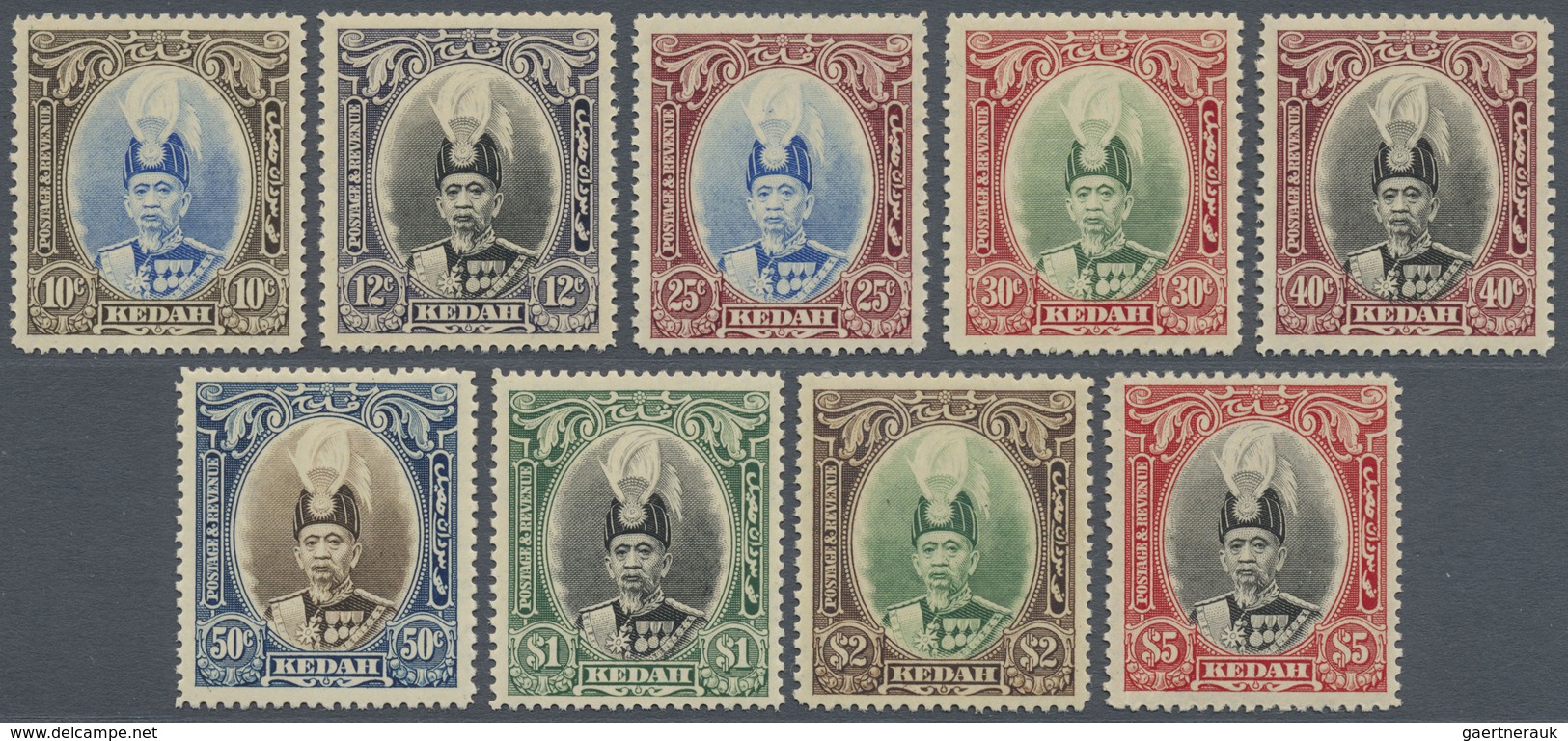 **/* Malaiische Staaten - Kedah: 1937 'Sultan' Set Of Nine, Mint Lightly Hinged (incl. $5)/never Hinged ( - Kedah