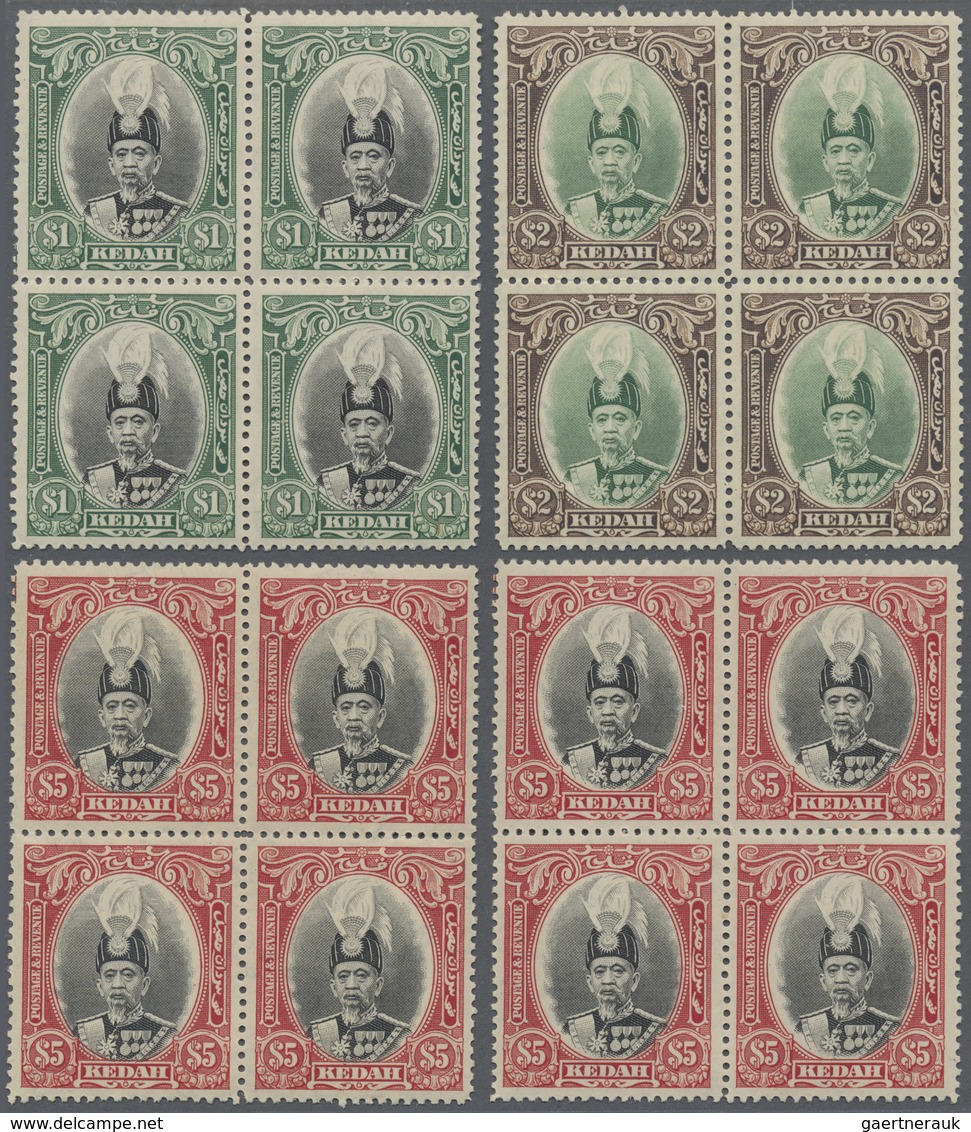 /** Malaiische Staaten - Kedah: 1927 'Sultan' Complete Set Of Nine In Blocks Of Four, Plus A Second Bloc - Kedah