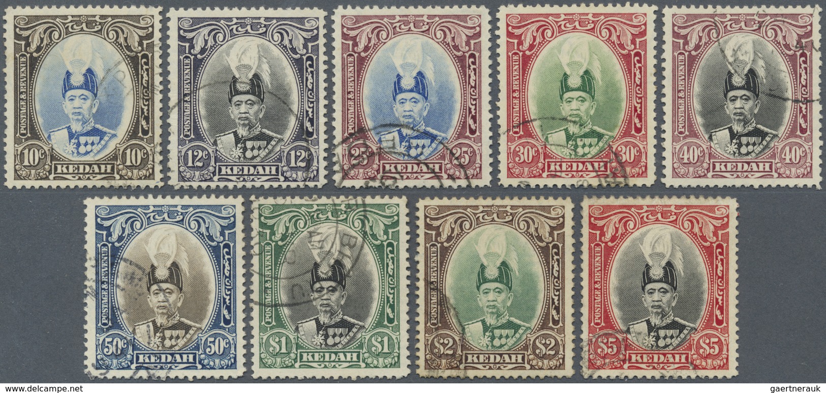 O Malaiische Staaten - Kedah: 1937, Sultan Abdul Hamid Halimshah Complete Set Of Nine Fine Used, SG. £ - Kedah