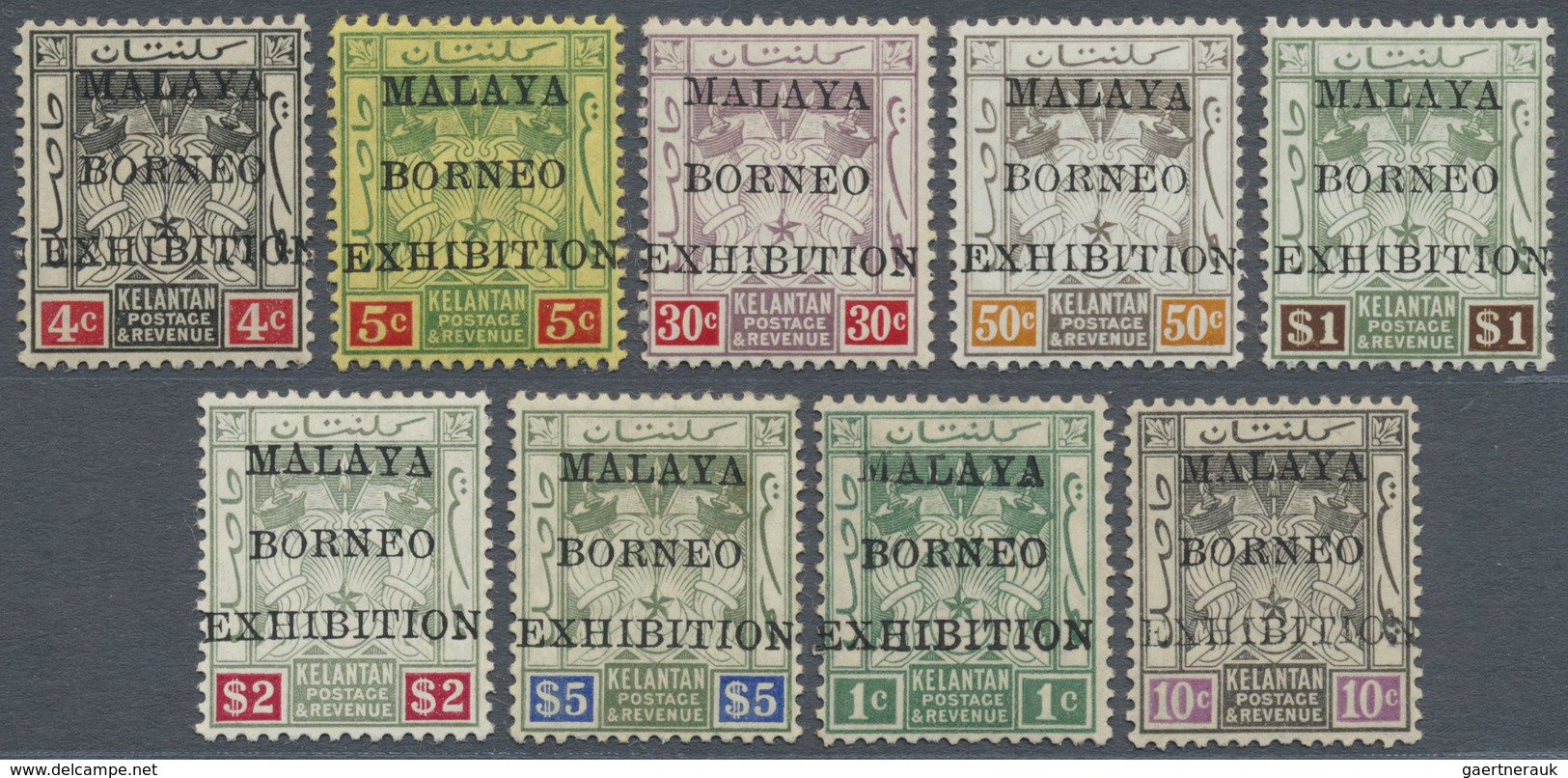 * Malaiische Staaten - Kelantan: 1922 'Malaya-Borneo Exhibition' Complete Set Of Nine, Mint Lightly Hi - Kelantan