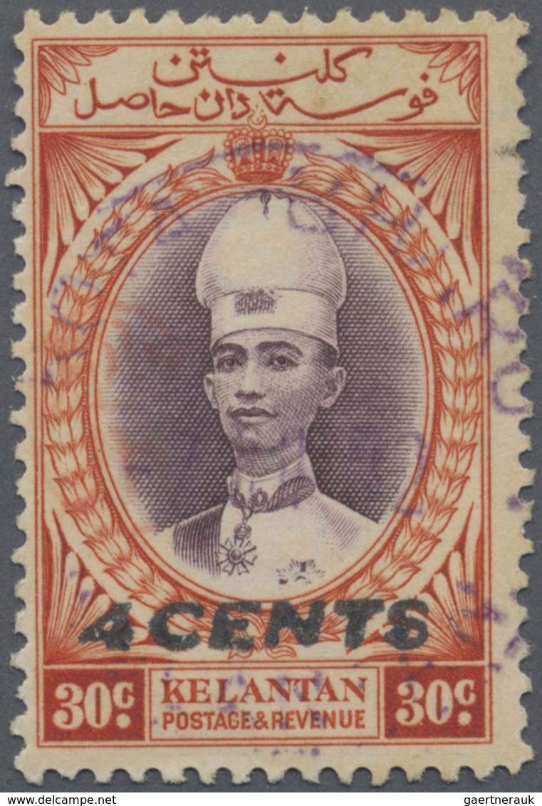 O Malaiische Staaten - Kelantan: Japanese Occupation, 1942, Sunagawa Seal, 4 C./30 C. Canc. Violet "KO - Kelantan