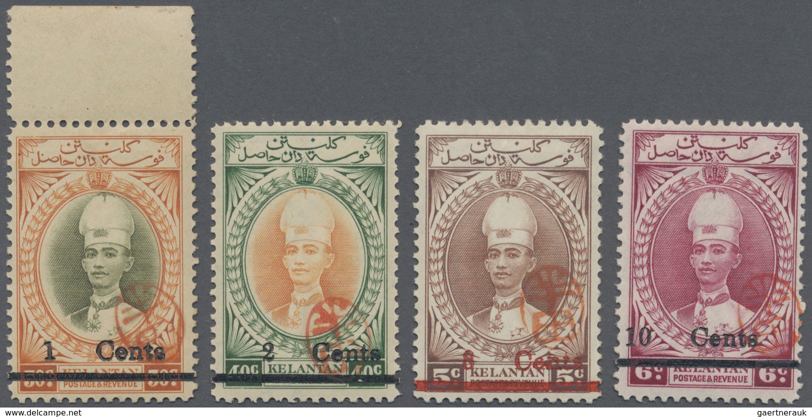 * Malaiische Staaten - Kelantan: 1942 Japanese Occupation: Complete Set Of Four Values Optd. Type 9 An - Kelantan