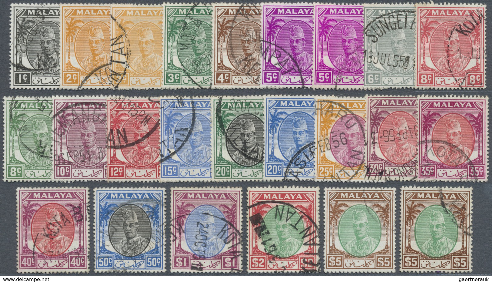 O Malaiische Staaten - Kelantan: 1951/1955, Sultan Ibrahim Definitives Complete Set Of 21 And Addition - Kelantan