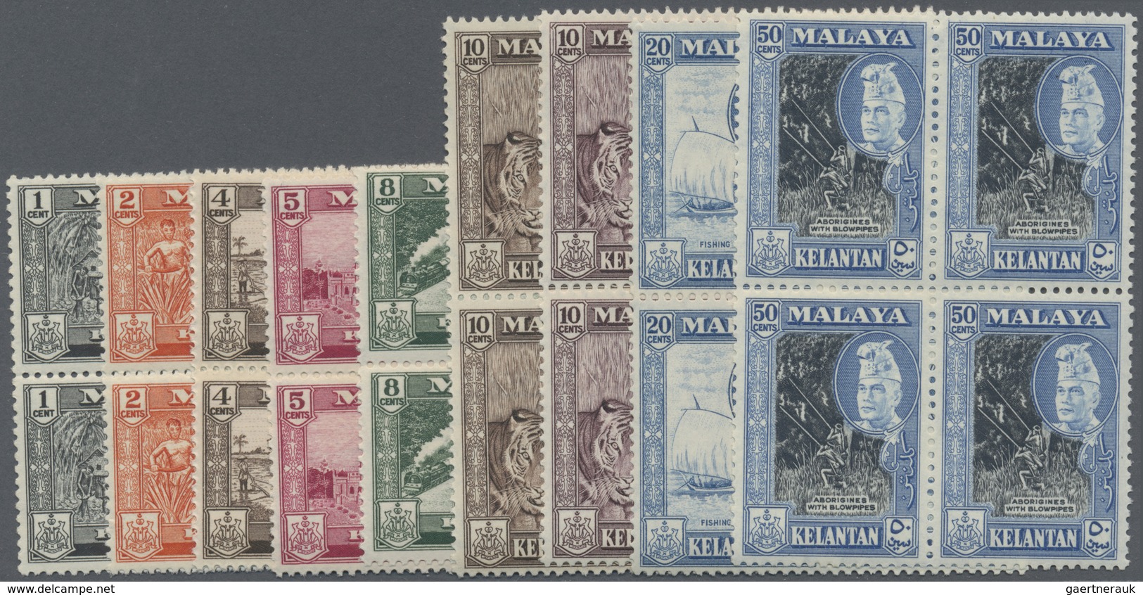 ** Malaiische Staaten - Kelantan: 1957/1961, Sultan Ibrahim Pictorial Definitives Complete Set Of 12 In - Kelantan