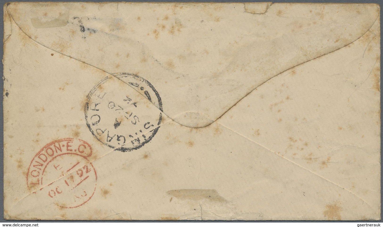Br Malaiische Staaten - Malakka: 1892 Cover To London Franked Straits 1883 5c. Blue Tied By Numeral "B/ - Malacca