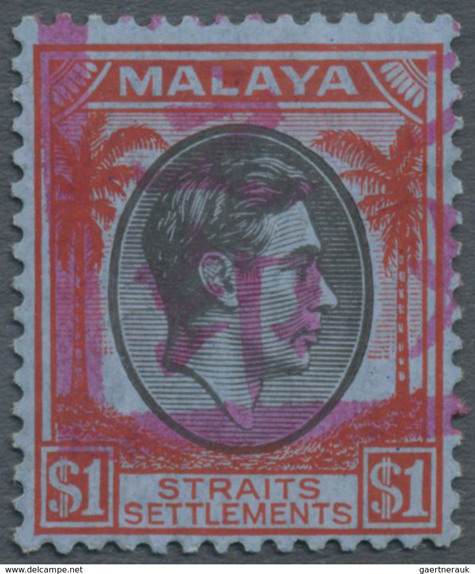 * Malaiische Staaten - Malakka: Japanese Occupation, 1942, KGVI $1 With Portion Of Large Seal In Reddi - Malacca