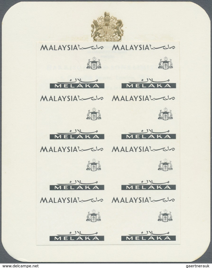 **/(*) Malaiische Staaten - Malakka: 1965, Orchids Imperforate PROOF Block Of Eight With Black Printing Onl - Malacca