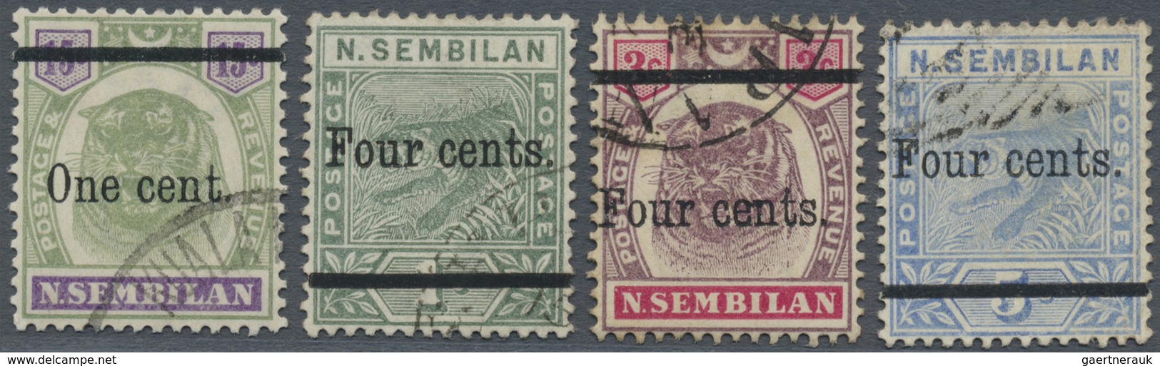 O Malaiische Staaten - Negri Sembilan: 1898/1900, Tiger And Tiger Head Definitives Complete Set Of Fou - Negri Sembilan