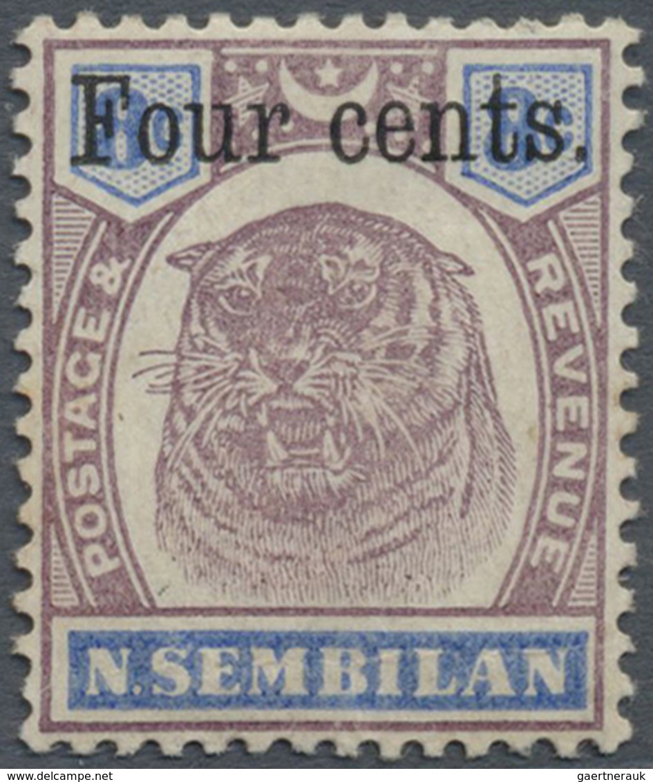 * Malaiische Staaten - Negri Sembilan: 1898-1900 4c. On 8c. Dull Purple & Ultramarine With BLACK OVERP - Negri Sembilan