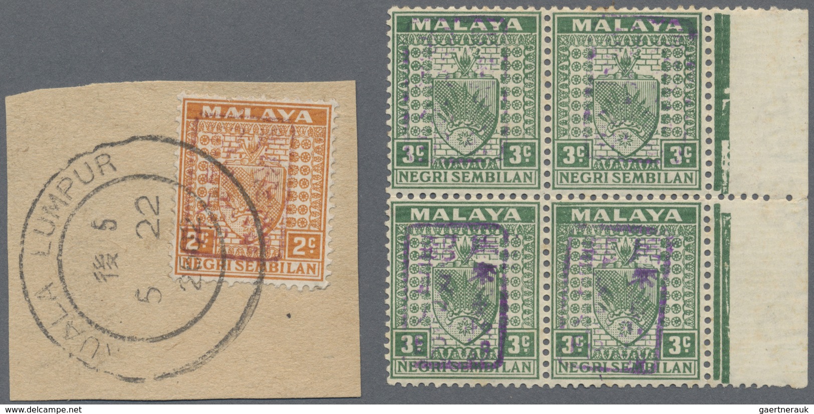 O/Brfst/**/* Malaiische Staaten - Negri Sembilan: 1942: Malaya Japanese Occupation Single Character Overprint On - Negri Sembilan