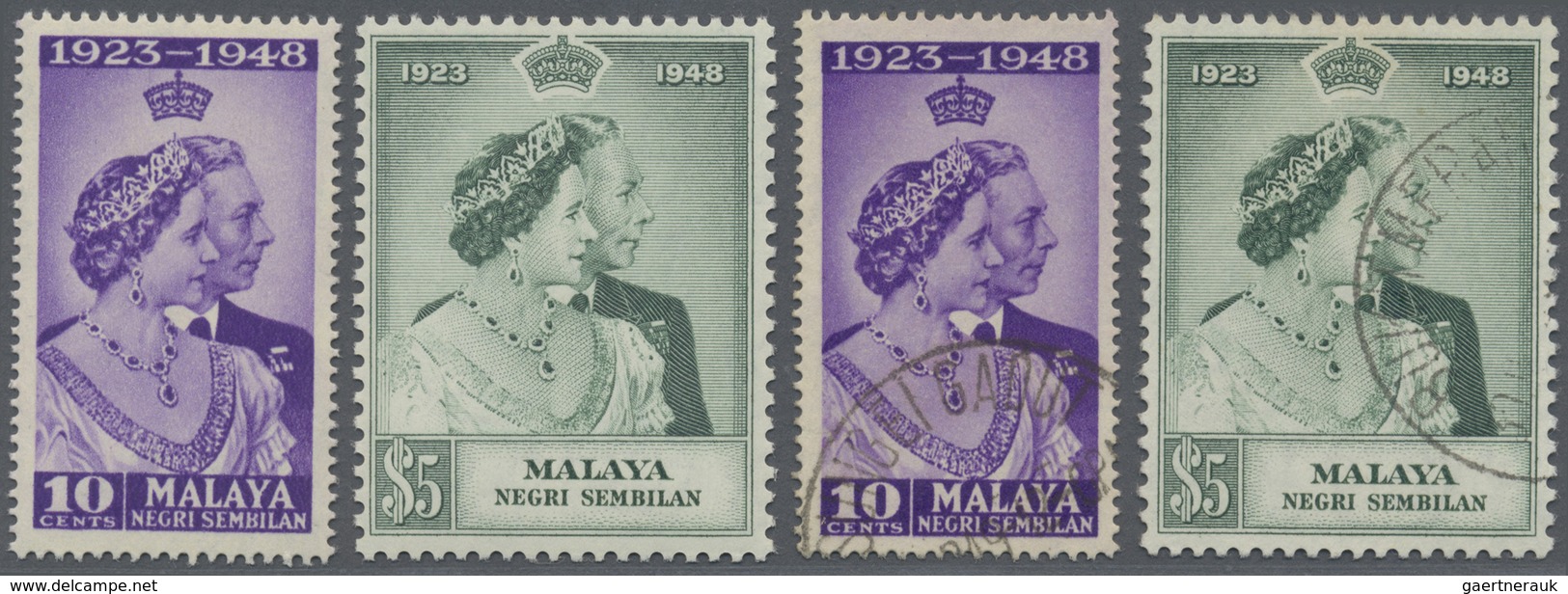 **/O Malaiische Staaten - Negri Sembilan: 1948, Royal Silver Wedding Two Sets MNH And Fine Used And Addit - Negri Sembilan