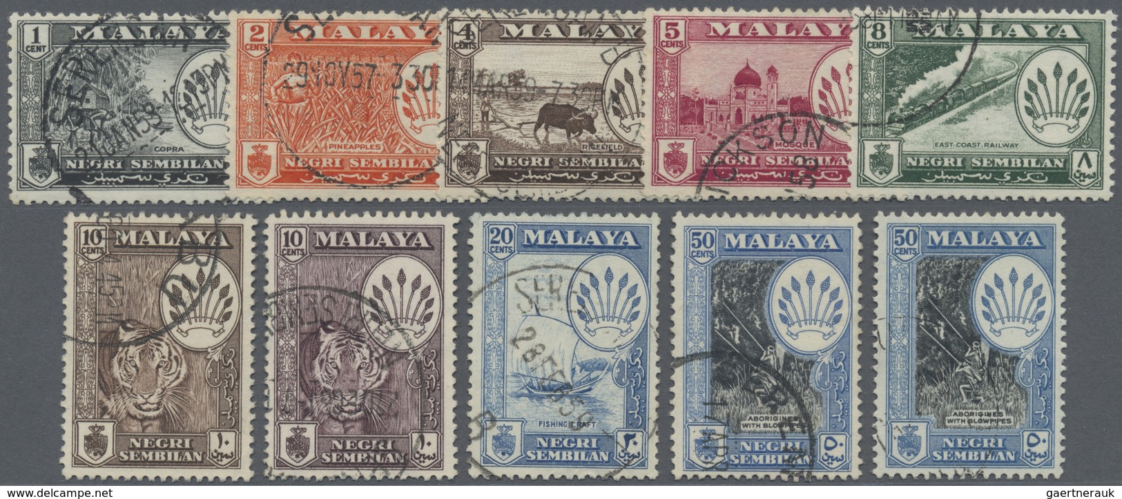 O Malaiische Staaten - Negri Sembilan: 1957/1963, Pictorial Definitives Complete Set Of 16 With The Li - Negri Sembilan
