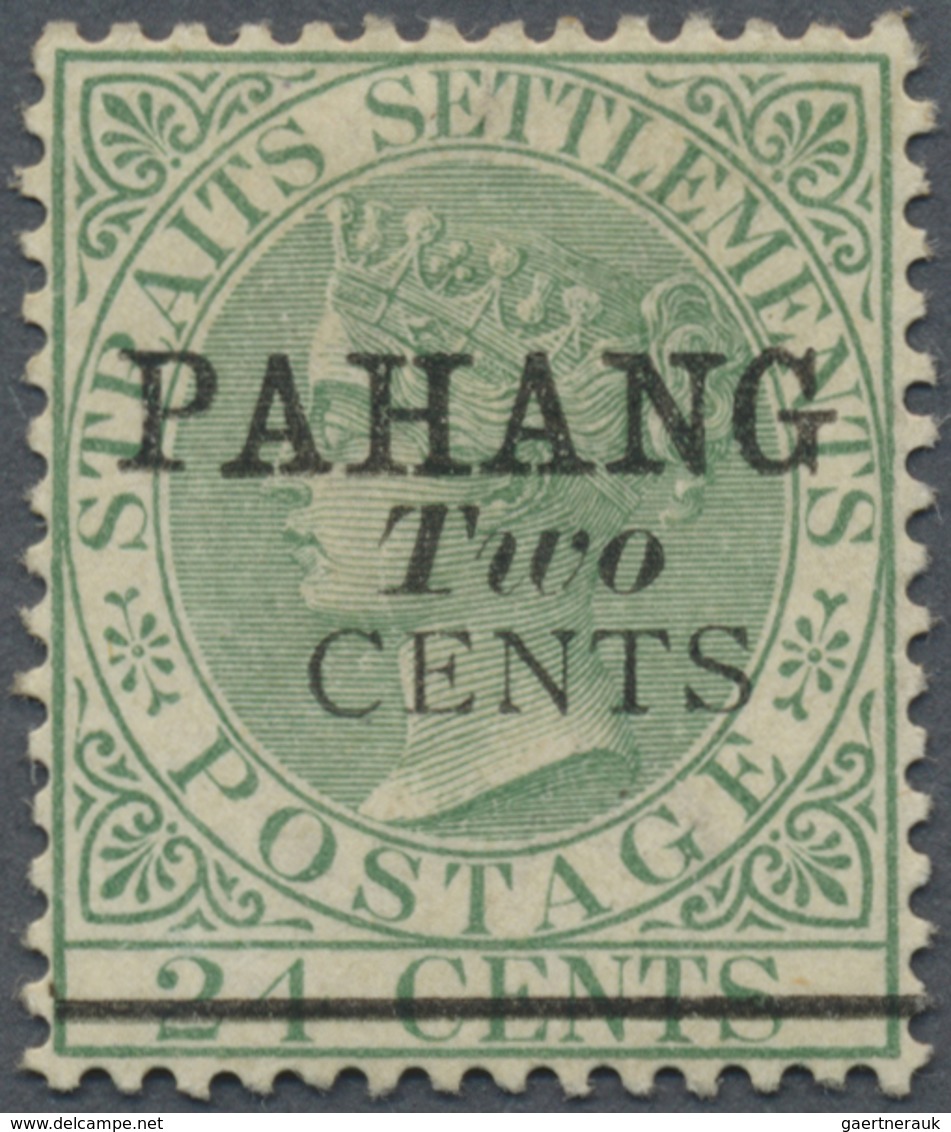 * Malaiische Staaten - Pahang: 1891, Straits Settlements QV 24c. Green With Black Opt. 'PAHANG / Two / - Pahang